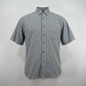 Sonoma Genuine Jean Company Blue Yellow Plaid Short Sleeve Dress Shirt Large